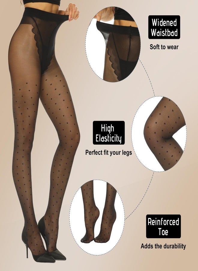 MANZI Women's Sheer Patterned Tights All-Over Polka-Dot Leopard Hearts Stockings 30 Denier Pantyhose Nylons - Image 4